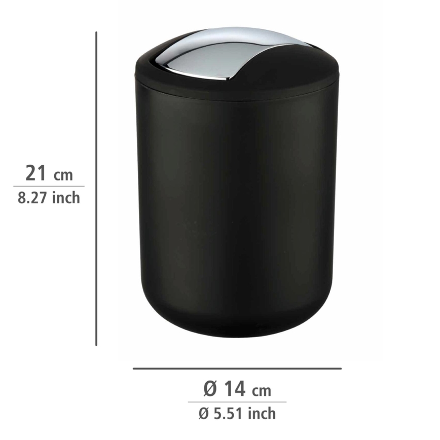 WENKO 21211100 - Afvalemmer BRASIL 14x21 cm zwart/glanzend chroom