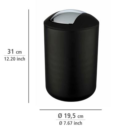 WENKO 21212100 - Prullenbak BRASIL 19,5x31 cm zwart/glanzend chroom