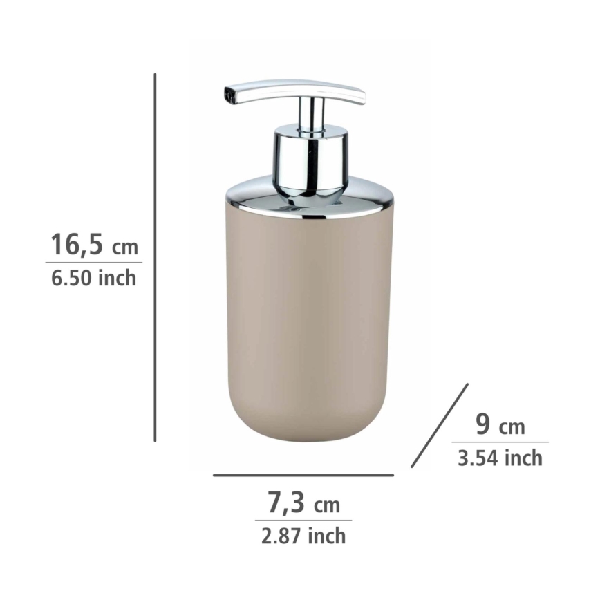 WENKO 21219100 - Zeepdispenser BRASIL 7,3x16,5 cm beige/glanzend chroom