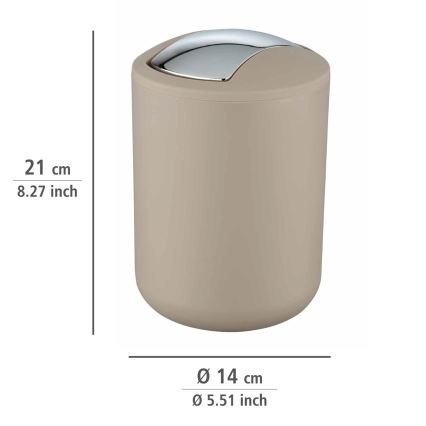WENKO 21221100 - Prullenbak BRASIL 14x21 cm beige/glanzend chroom