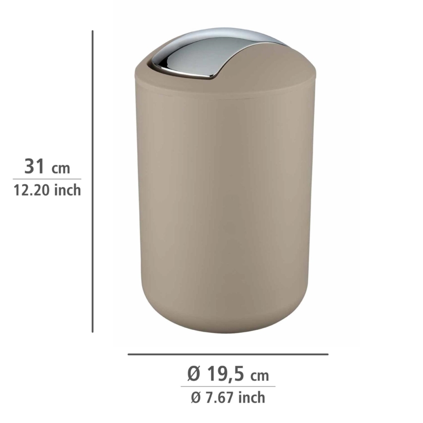 WENKO 21222100 - Prullenbak BRASIL 19,5x31 cm beige/hoogglans chroom