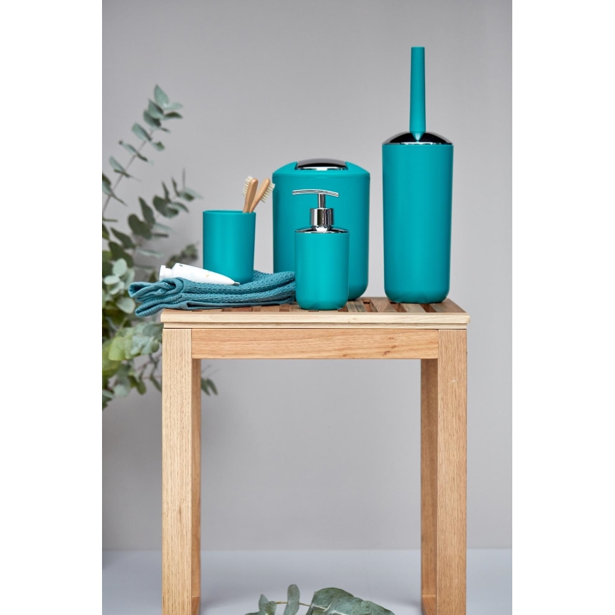 WENKO 21227100 - Prullenbak BRASIL 19,5x31 cm turkoois/glanzend chroom
