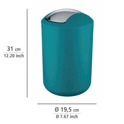 WENKO 21227100 - Prullenbak BRASIL 19,5x31 cm turkoois/glanzend chroom