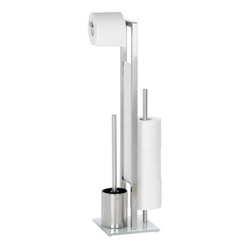 WENKO 21564100 - WC-borstel RIVALTA 18x70 cm RVS/zilver/wit/zwart