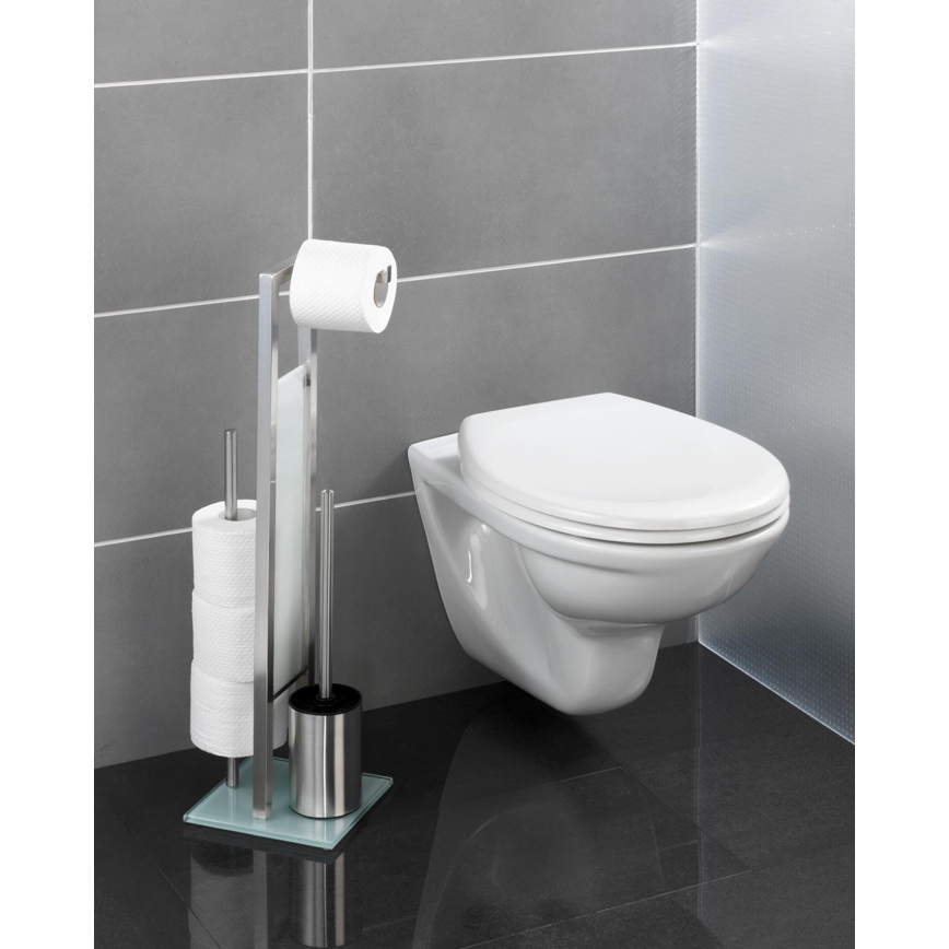 WENKO 21564100 - WC-borstel RIVALTA 18x70 cm RVS/zilver/wit/zwart