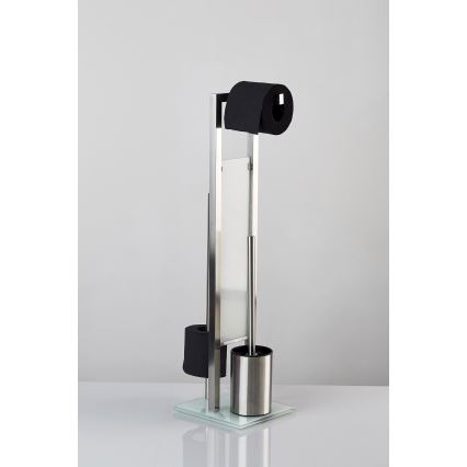 WENKO 21564100 - WC-borstel RIVALTA 18x70 cm RVS/zilver/wit/zwart