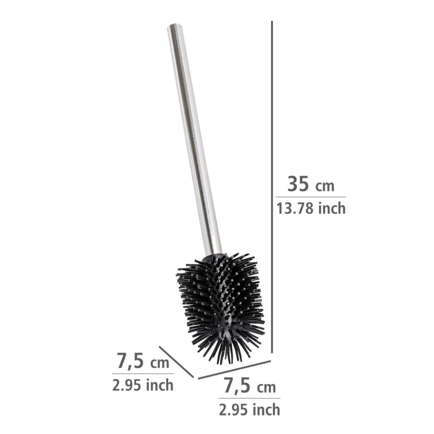 WENKO 21799100 - WC-borstel 7,5x35 cm roestvrij staal/zilver/zwart
