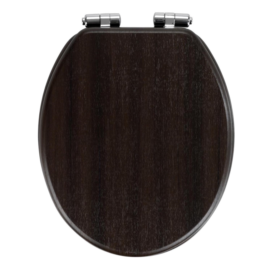 WENKO 22015100-WC wc-bril WENGE 35,5x42,5 cm bruin/zilver