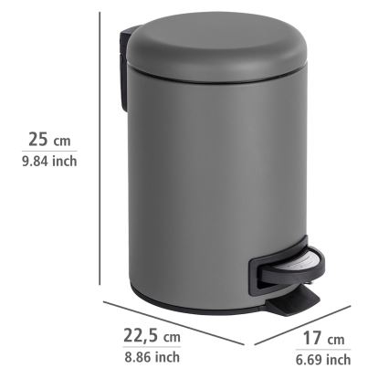 WENKO 22148100 - LEMAN mand 17x25 cm grijs/zwart
