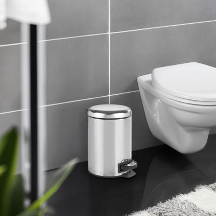 WENKO 22444100 - Prullenbak LEMAN 17 x 25 cm RVS/zilver/zwart