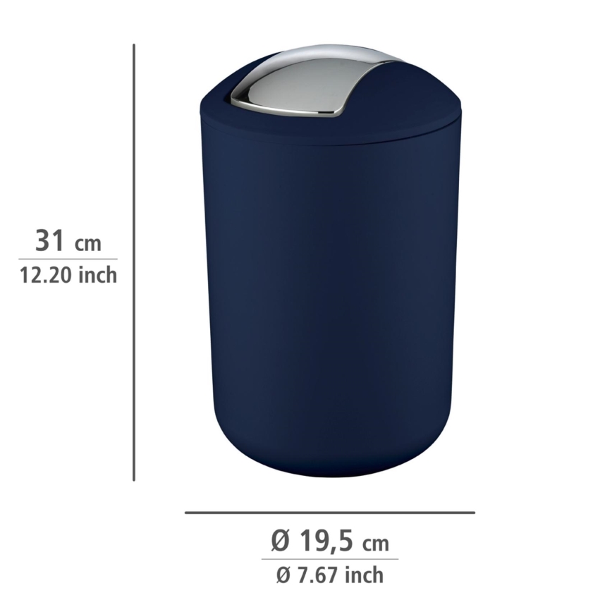 WENKO 22521100 - Prullenbak BRASIL 19,5x31 cm blauw/glanzend chroom
