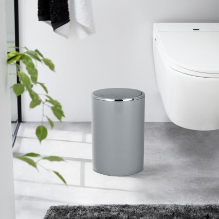 WENKO 22562100 - Prullenbak INCA 18,5x25,5 cm grijs/glanzend chroom