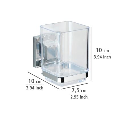 WENKO 22680100 - Beker VACUUM-LOC QUADRO ED 7,5x10 cm zilver/glanzend chroom/helder