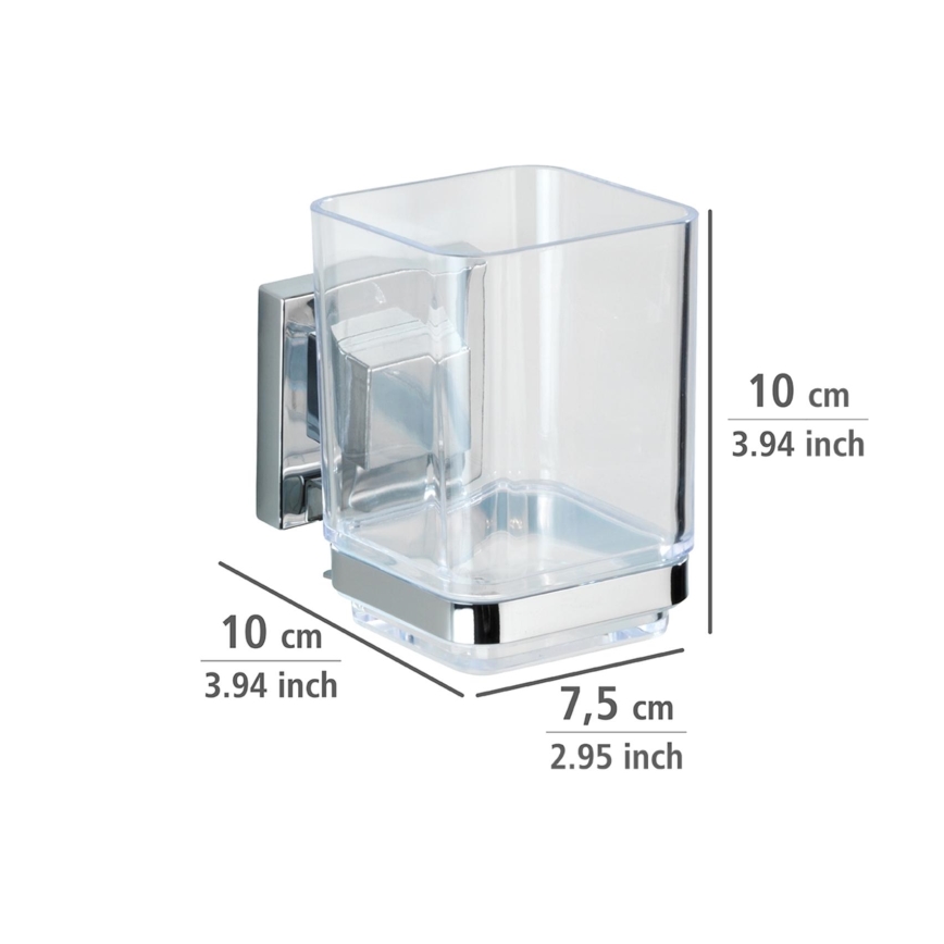 WENKO 22680100 - Beker VACUUM-LOC QUADRO ED 7,5x10 cm zilver/glanzend chroom/helder