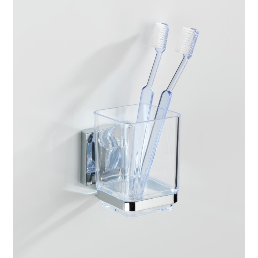 WENKO 22680100 - Beker VACUUM-LOC QUADRO ED 7,5x10 cm zilver/glanzend chroom/helder