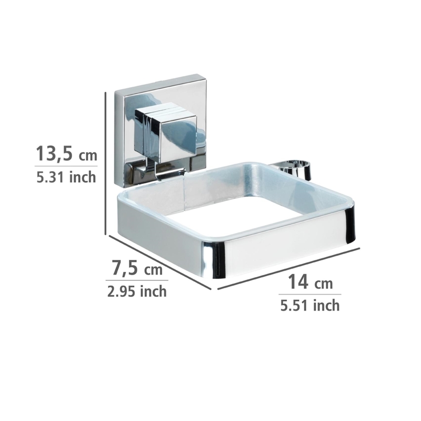 WENKO 22682100 -Haardrogerhouder VACUUM-LOC QUADRO ED 13,5x14 cm zilver/chroom