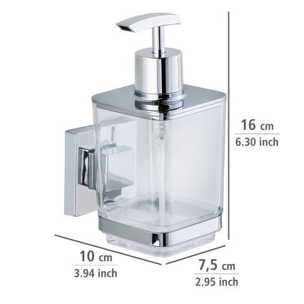 WENKO 22683100-Zeepdispenser VACUUM-LOC QUADRO ED 7,5x16 cm zilver/hoogglans chroom