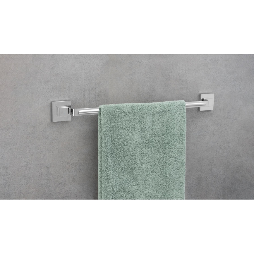WENKO 22684100-Handdoekhouder VACUUM-LOC QUADRO ED 60,5x6 cm zilver/glanzend chroom
