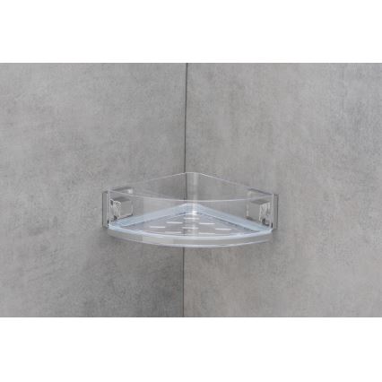 WENKO 22686100-Hoekplank VACUUM-LOC QUADRO ED 28x19,5 cm zilver/helder