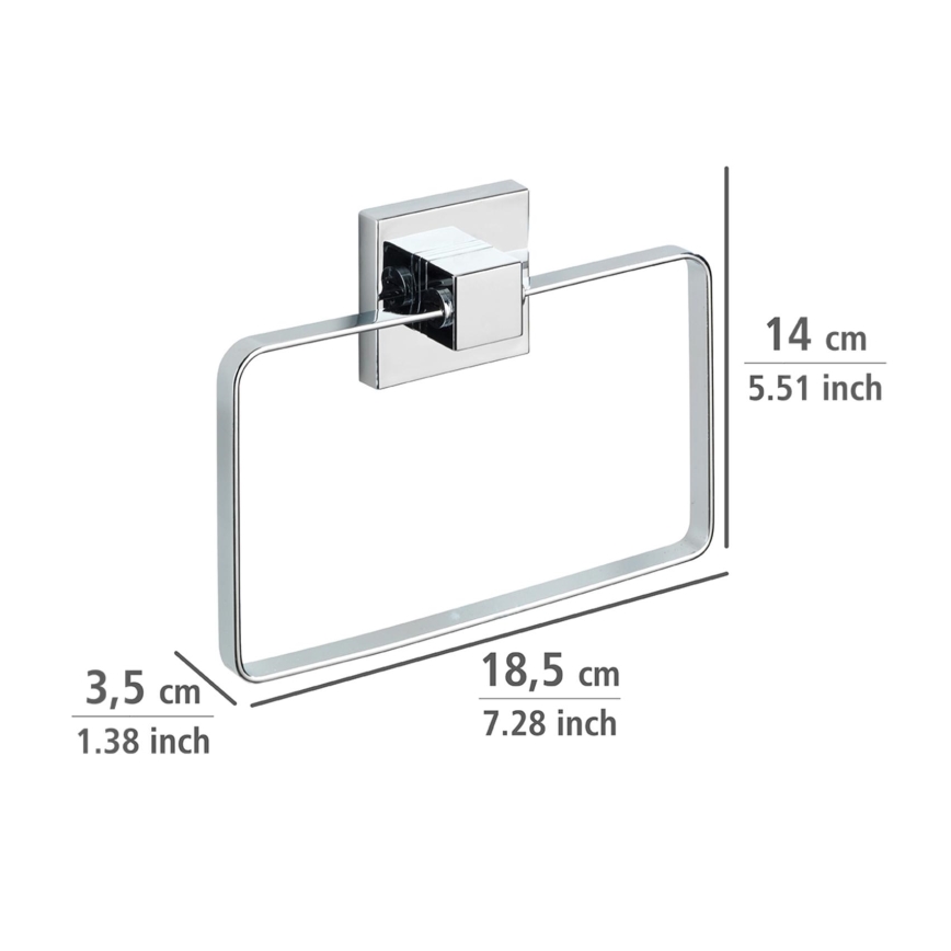 WENKO 22689100 - Handdoekhouder VACUUM-LOC QUADRO ED 18,5 x 14 cm zilver/glanzend chroom