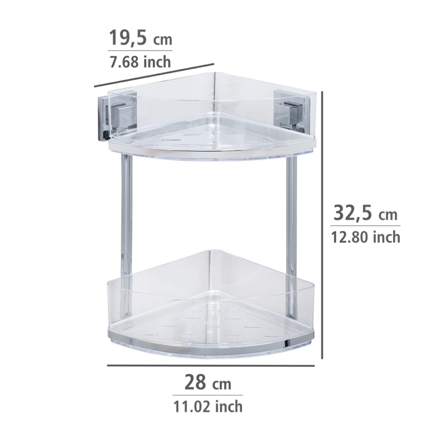WENKO 22690100 - Hoekrek VACUUM-LOC QUADRO ED 28x32,5 cm zilver/glanzend chroom