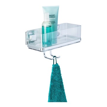 WENKO 22694100-Plank VACUUM-LOC QUADRO ED 25,5x15 cm zilver/glanzend chroom/helder