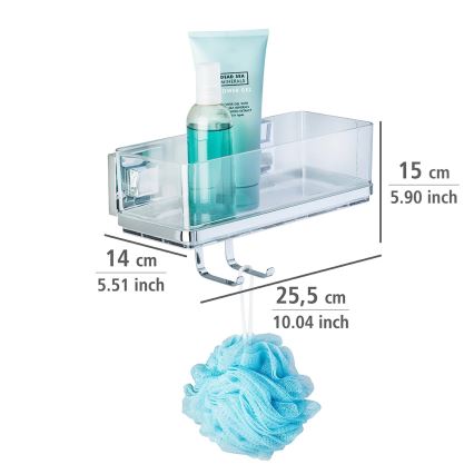 WENKO 22694100-Plank VACUUM-LOC QUADRO ED 25,5x15 cm zilver/glanzend chroom/helder
