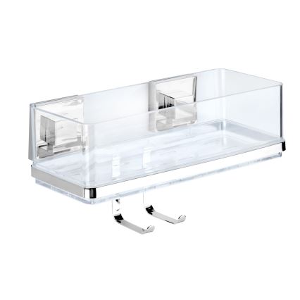 WENKO 22694100-Plank VACUUM-LOC QUADRO ED 25,5x15 cm zilver/glanzend chroom/helder