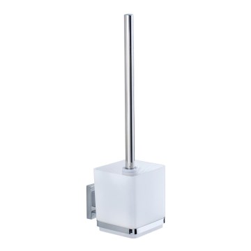 WENKO 22695100-WC Toiletborstel VACUUM-LOC QUADRO ED 9,5x37 cm zilver/glanzend chroom/helder