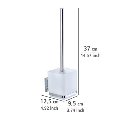 WENKO 22695100-WC Toiletborstel VACUUM-LOC QUADRO ED 9,5x37 cm zilver/glanzend chroom/helder