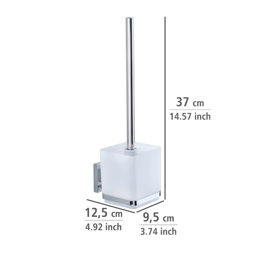 WENKO 22695100-WC Toiletborstel VACUUM-LOC QUADRO ED 9,5x37 cm zilver/glanzend chroom/helder