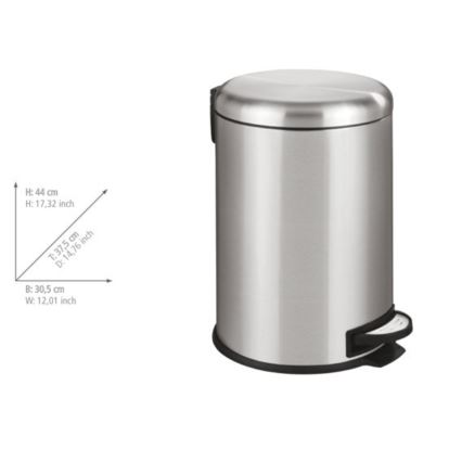 WENKO 22704100 - Prullenbak LEMAN 30,5x44 cm roestvrij staal/satijn/zwart