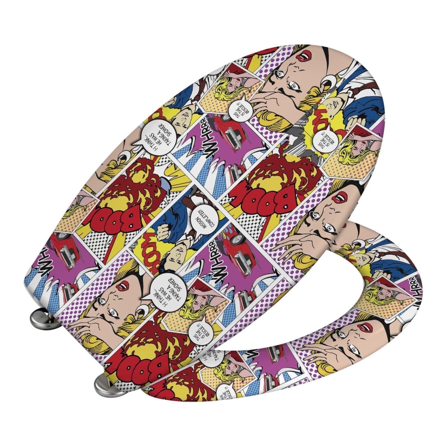 WENKO 22797100-WC toiletzitting POP-ART 45x38 cm kleurrijk/zilverkleurig