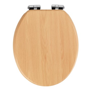 WENKO 22979100-WC wc-bril NATURAL BEECH 35,5x42,5 cm bruin/zilver