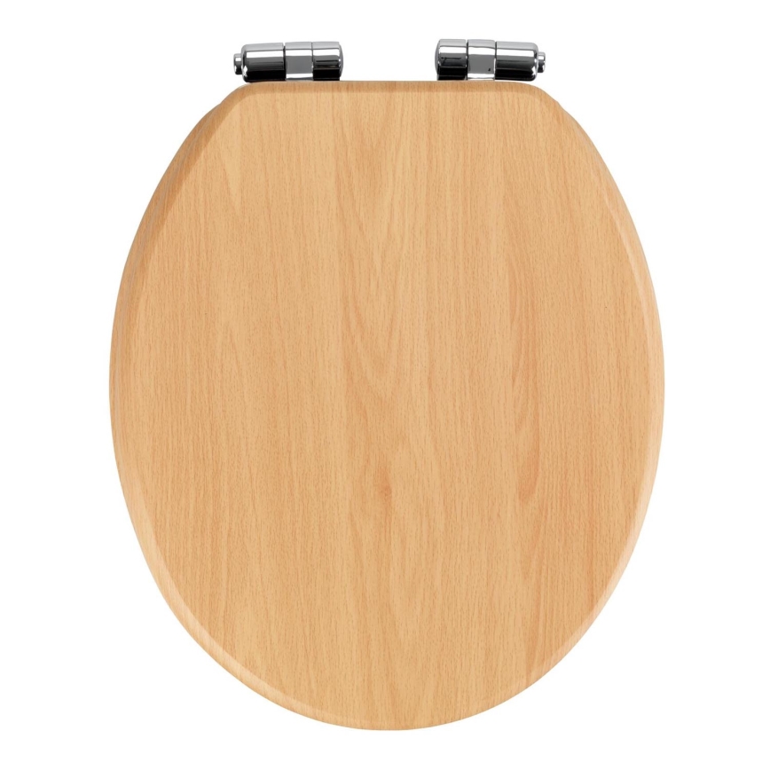 WENKO 22979100-WC wc-bril NATURAL BEECH 35,5x42,5 cm bruin/zilver