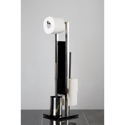 WENKO 22983100 - WC-borstel RIVALTA 18x70 cm roestvrij staal/zilver/zwart