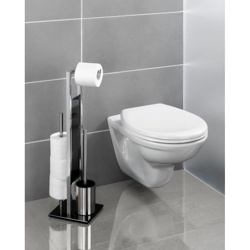 WENKO 22983100 - WC-borstel RIVALTA 18x70 cm roestvrij staal/zilver/zwart