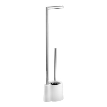 WENKO 22989100 - Toiletborstel AVOLA 13x70 cm roestvrij staal/wit/zilver