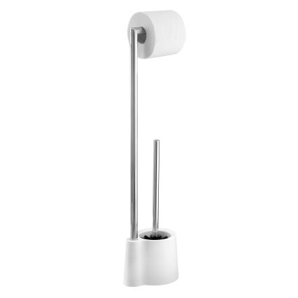 WENKO 22989100 - Toiletborstel AVOLA 13x70 cm roestvrij staal/wit/zilver