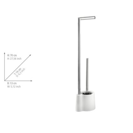 WENKO 22989100 - Toiletborstel AVOLA 13x70 cm roestvrij staal/wit/zilver