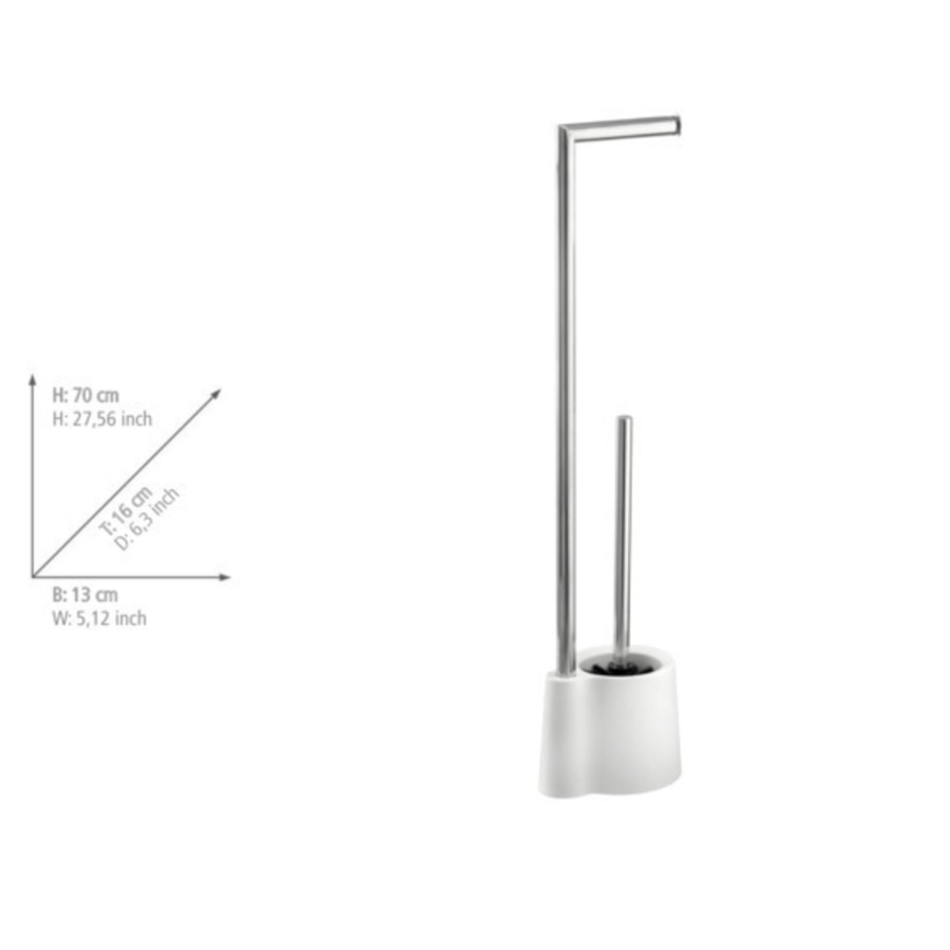 WENKO 22989100 - Toiletborstel AVOLA 13x70 cm roestvrij staal/wit/zilver
