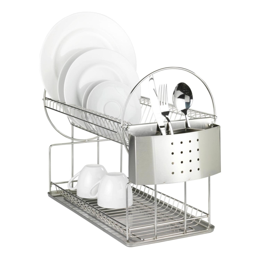 WENKO 2329100 - Afdruiprek DUO 21x33 cm roestvrij staal/zilver