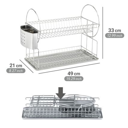 WENKO 2329100 - Afdruiprek DUO 21x33 cm roestvrij staal/zilver