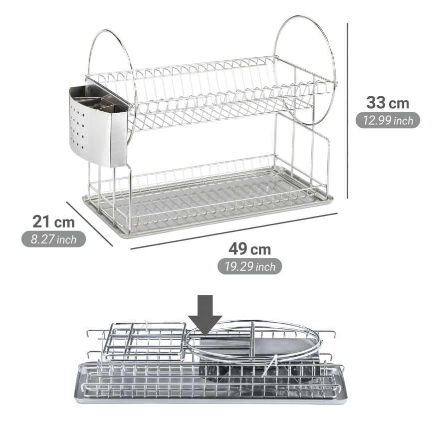 WENKO 2329100 - Afdruiprek DUO 21x33 cm roestvrij staal/zilver