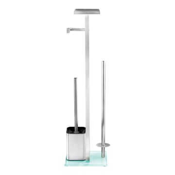 WENKO 23364100 - WC-borstel DEBAR 21x70,5 cm RVS/satijn/wit