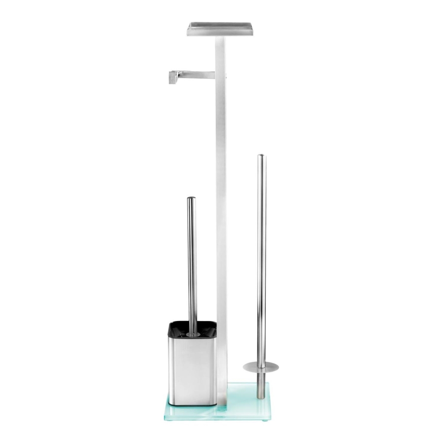 WENKO 23364100 - WC-borstel DEBAR 21x70,5 cm RVS/satijn/wit