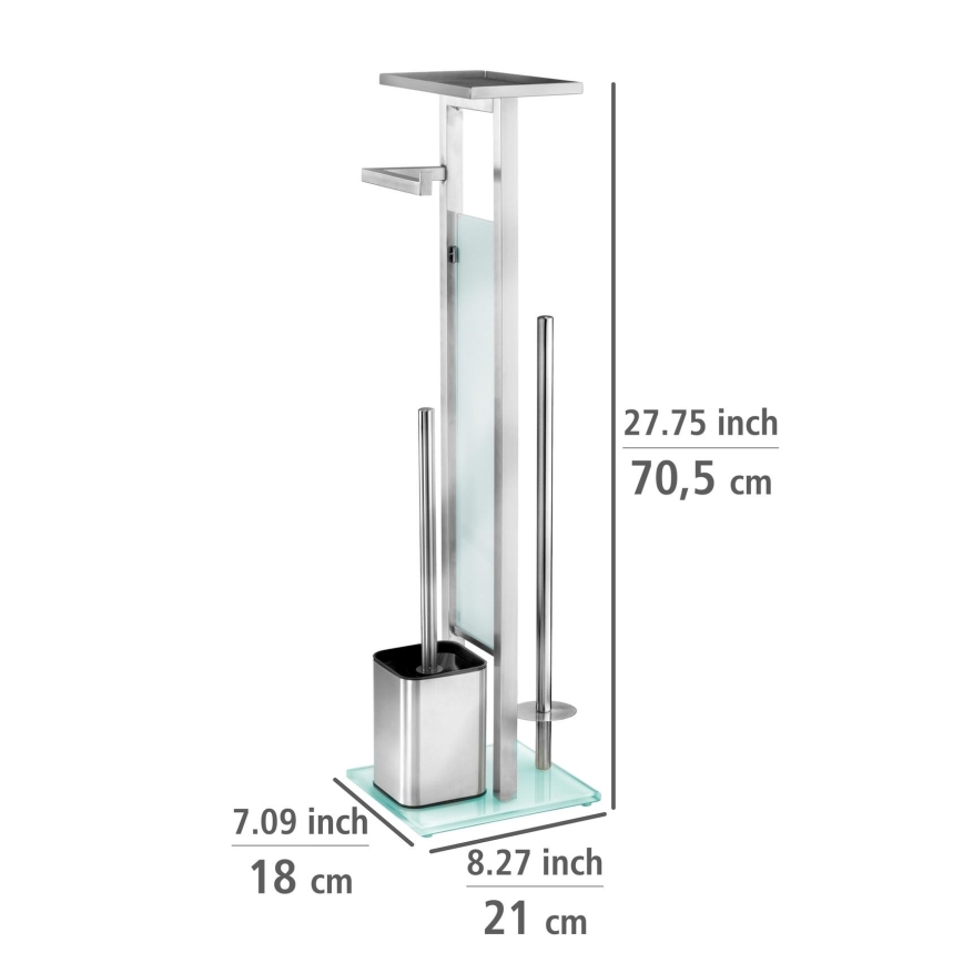 WENKO 23364100 - WC-borstel DEBAR 21x70,5 cm RVS/satijn/wit