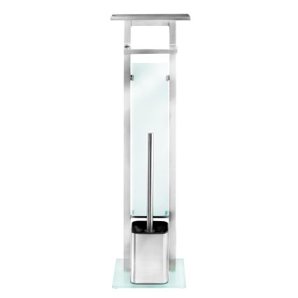 WENKO 23364100 - WC-borstel DEBAR 21x70,5 cm RVS/satijn/wit