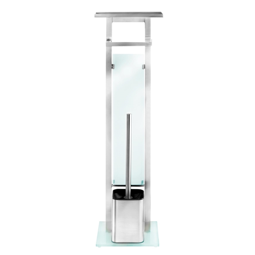 WENKO 23364100 - WC-borstel DEBAR 21x70,5 cm RVS/satijn/wit