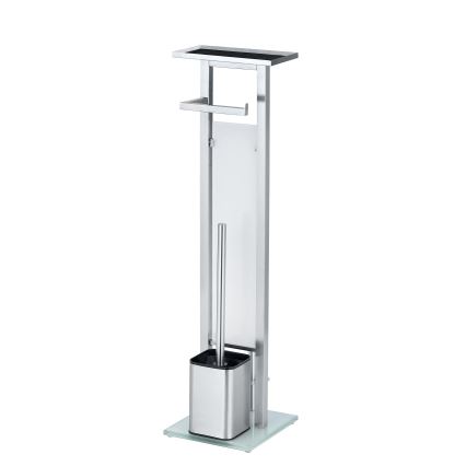 WENKO 23364100 - WC-borstel DEBAR 21x70,5 cm RVS/satijn/wit